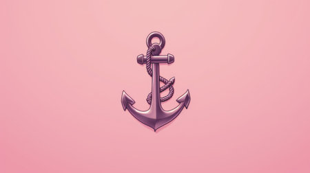 Anchor on a pink background. 3d render illustration.の素材
