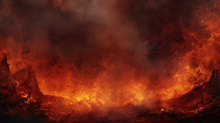 Burning forest. Fire in the forest. 3D illustration.の素材