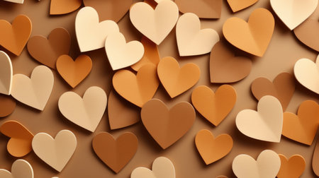 Valentine's day background with paper hearts. 3d renderingの素材