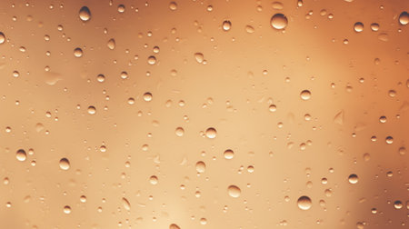 Drops of rain on the window, orange background. Shallow DOFの素材