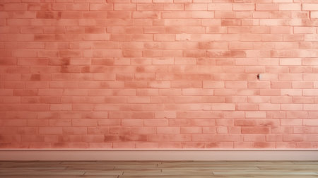 Empty room with pink brick wall and wooden floor. 3d renderingの素材