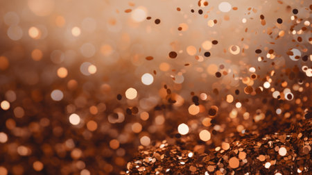 Golden glitter bokeh background. Christmas and New Year concept.の素材