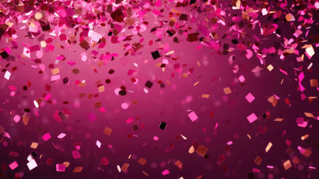 abstract pink bokeh background with a lot of falling confettiの素材