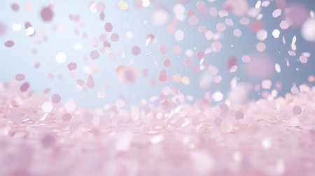 Pink falling confetti background with bokeh effect. 3d renderingの素材