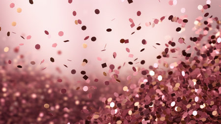 Pink glitter confetti bokeh background. Festive concept.の素材