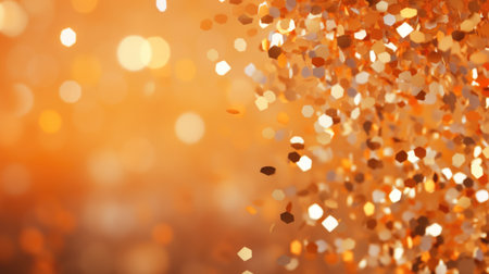 Abstract golden bokeh background. Festive defocused lights.の素材