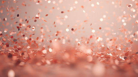 3d render of falling red confetti with bokeh backgroundの素材
