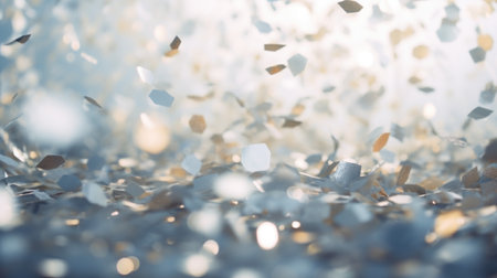 Silver confetti bokeh background. Christmas and New Year conceptの素材