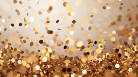 Golden confetti background with bokeh effect. 3d renderingの素材