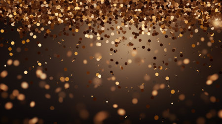 Golden confetti bokeh on dark background. 3d renderingの素材