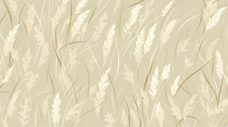 Seamless pattern with wheat ears on a beige background.の素材