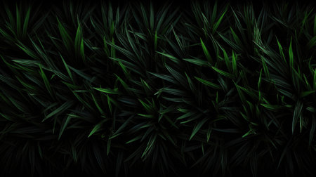 Green palm leaves on black background. Vector illustration for design and decoration.の素材