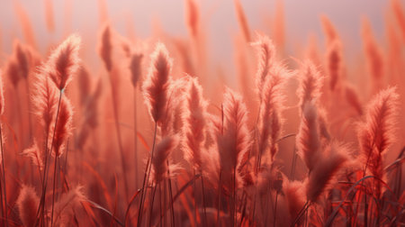 pampas grass in the morning light, vintage color tone.の素材