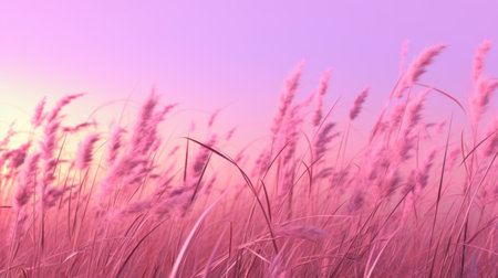 Close up of grass flower with sunset background. Nature and environment concept.の素材