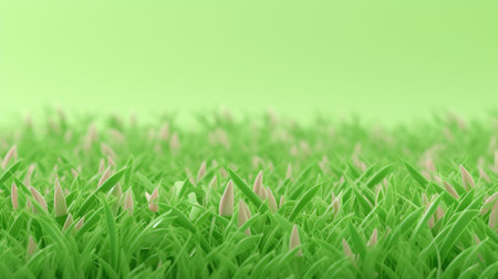 Green grass background with copy space, 3d rendering. Computer digital drawing.の素材