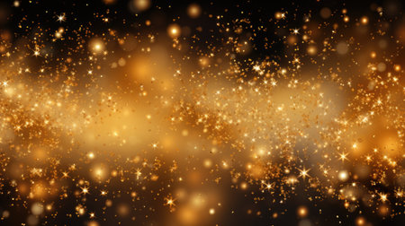 Abstract gold bokeh background with stars and snowflakes.の素材