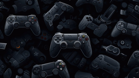 Gamepad on a black background. 3d rendering, 3d illustration.の素材