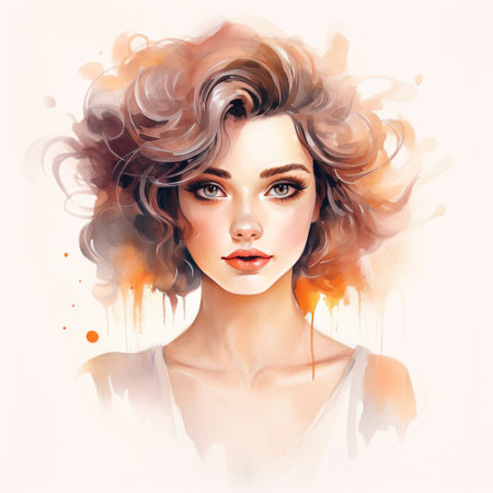 Portrait of beautiful young woman with creative make-up and hair style.の素材