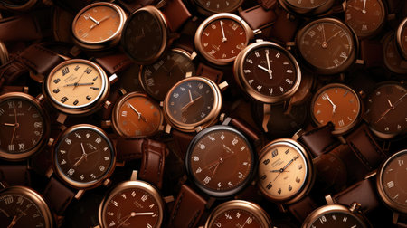 3d rendering of a group of old watches in a pile.の素材