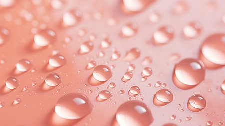Water drops on a pink background. Drops of water on a glass surface.の素材
