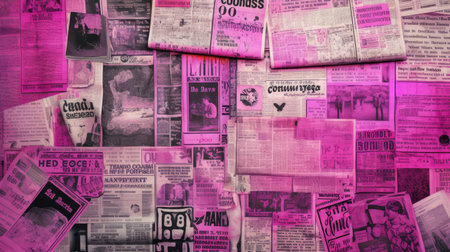 Pile of newspapers as a background, close-up, tonedの素材