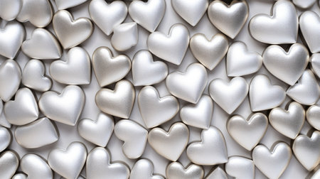 White hearts background. Valentines day background. 3d rendering.の素材