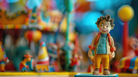 Merry-go-round with toy carousel. Selective focus.の素材