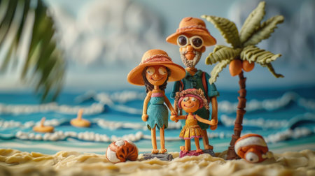 Happy family on the beach. Selective focus. Holiday concept.の素材