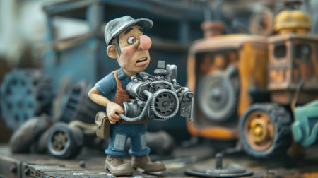 Lego minifigure with a gun in his hands. Studio shot.の素材