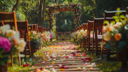 Wedding ceremony in the garden. Decorated with flowers.の素材