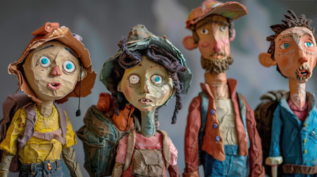 Ceramic dolls from the 19th century in a souvenir shopの素材