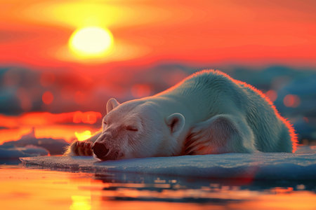 Polar bear (Ursus maritimus) on the pack ice, north of Svalbard Arctic Norwayの素材