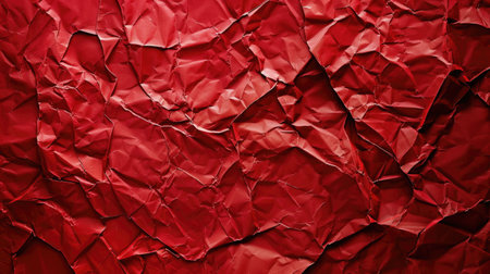 Red crumpled paper background. Crumpled paper texture.の素材