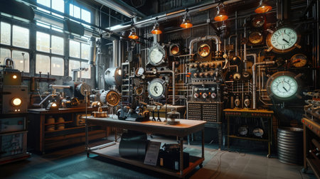 Abandoned factory interior with old equipment and machinery. 3d renderingの素材
