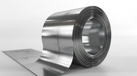 3d rendering of roll of metal in white background, computer generated imagesの素材