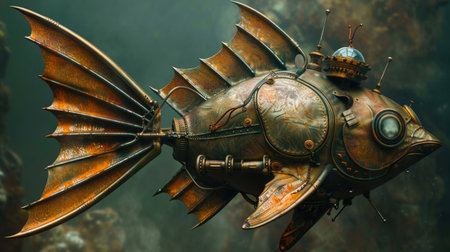 3d illustration of an old ship in the sea. Fantasy ship.の素材