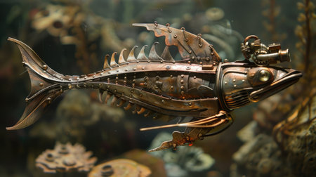 Close-up of a fish in an aquarium. Selective focus.の素材