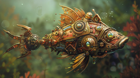 3d illustration of a sea fish in the water. Fantasy.の素材