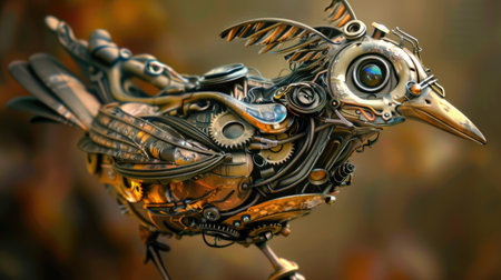 3d illustration of a robot in the form of a bird.の素材