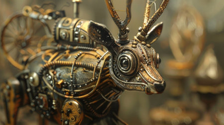 Close-up of a decorative figurine of a deer made of metalの素材