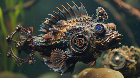 Close-up of a fish in an aquarium. Underwater world.の素材