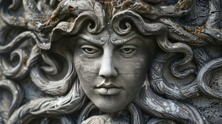 Detail of an ancient sculpture in the cemetery of Lviv, Ukraineの素材