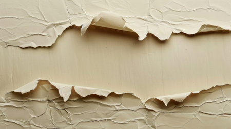 Ripped paper with space for text or image. White background.の素材