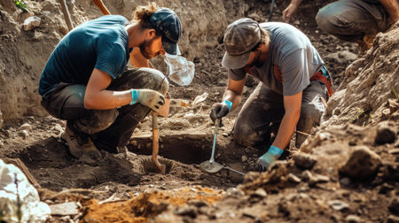 Unidentified people working on a construction siteの素材