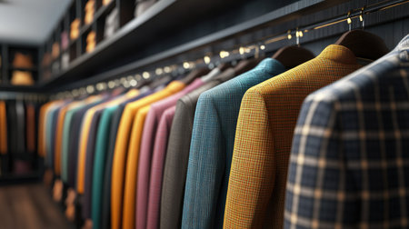 3D Apparel Mockup of a Formal Suit with a Tailored Fit in a Virtual Dressing Room, 3D mockup of a formal suit.の素材