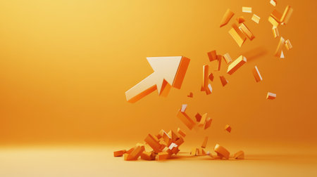 3D Falling Arrow with Percent Icon. Decline Representation on Elegant Background.の素材