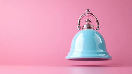 A 3D Bell Notification Icon Isolated on Pink Background.の素材