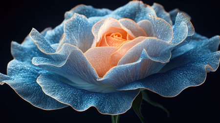 A beautiful rose on a black background. The rose is blue in close-up. Nature Wallpaper.の素材