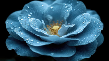 A beautiful rose on a black background. The rose is blue in close-up. Nature Wallpaper.の素材