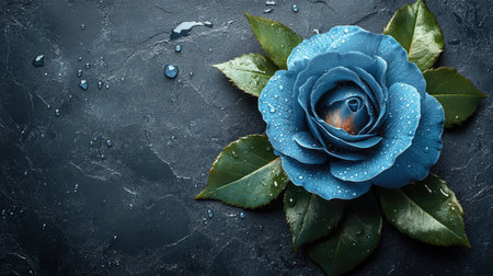 A beautiful rose on a black background. The rose is blue in close-up. Nature Wallpaper.の素材